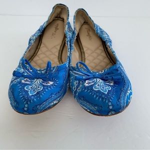 J Mclaughlin 10M Mercer ballet slipper flats shoes floral blue print silky